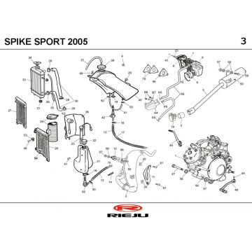Radiateur - Koeling - Benzinetank- Uitlaat Rieju Spike geel 2007 2-takt