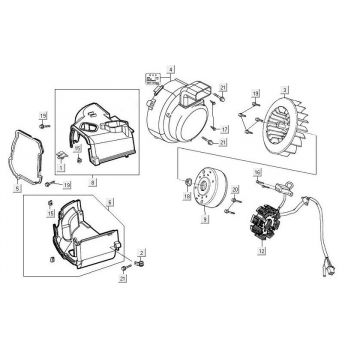 Ontsteking - Stator - Vliegwiel - Koelkappen Kymco Maxxer 90 Zwart