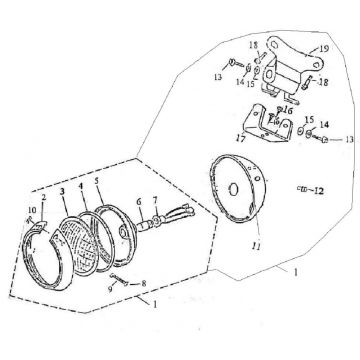 Koplamp Turbho RG50 geel creme