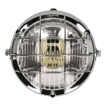 Koplamp universeel rond 105mm zwart/chroom gril BA20D