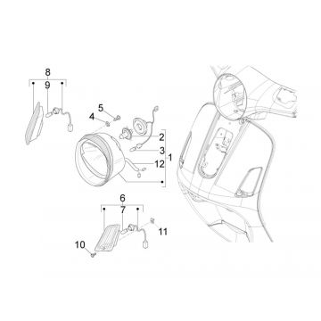 Koplamp - Knipperlichten voorzijde Vespa LX 50 4-takt 2V AC 25km/u