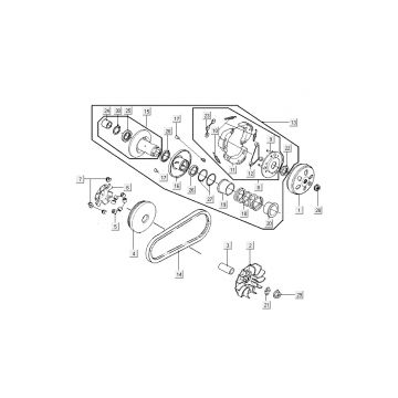 Variateur - Koppeling - V-snaar Kymco New Sento 50i 4-takt Wit