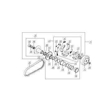 Koppeling - V-snaar Kymco Super9 50 2-takt AC oud model matzwart zilver