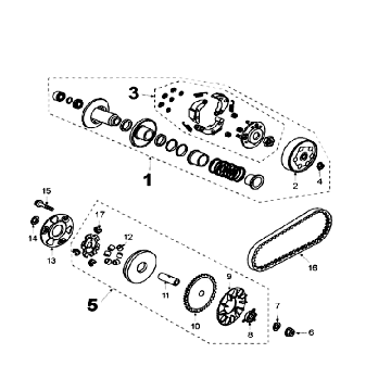 Koppeling - Variateur - V-snaar (type zonder pick up sensor) V-Clic Zilvergrijs