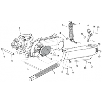 Motorblok compleet injectie - Schokbreker Aprilia SR 50 LC (injectie en carburateur) 2004-2009