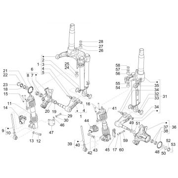Voorvork onderdelen (Mingxing) Piaggio MP3 300 HPE / 300 HPE Sport ABS Euro 5 2020-2022