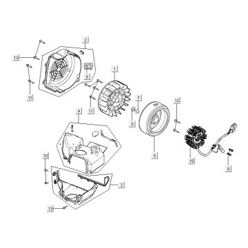 Ontsteking - Stator - Vliegwiel - Koelkappen Kymco Agility 12" 125 blauw