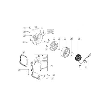 Ontsteking - Stator - Vliegwiel - Koelkappen Kymco Super8 50 4-takt 2007-2009 Blauw geel