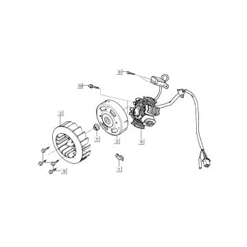 Ontsteking - Stator - Vliegwiel Kymco Super9 50 2-takt AC oud model matzwart zilver