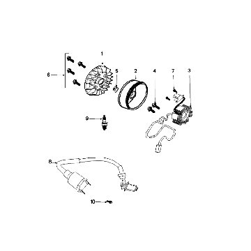 Ontsteking - Stator - Vliegwiel - Bobine - Bougie Peugeot Speedfight 4 50 4-takt AC Roodzwart