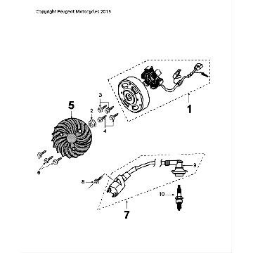 Ontsteking - Stator - Vliegwiel - Bobine - Bougie Peugeot Speedfight 4 50 2-takt LC zwartrood