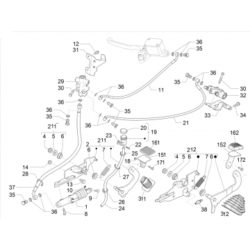 Rempomp - Rempedaal Piaggio MP3 350 Maxi Sport ABS Euro 4 2018-2020