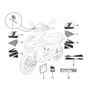 Emblemen - Stickers - Logo Piaggio NRG Power DD 50 2-takt LC 2007-2017 wit 544