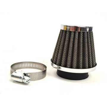 Powerfilter/luchtfilter open type K&N zwart/chroom 42mm aansluiting carburateur/lengte 85mm/recht