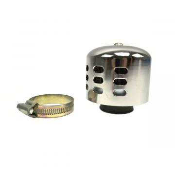 Powerfilter/luchtfilter open universeel 28mm aansluiting carburateur chroom