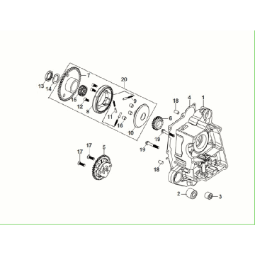Carterhelft rechts - Startkoppeling - Oliepomp Sym Fiddle ll Euro 5