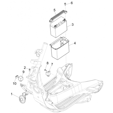 Accu - Claxon - Startrelais Vespa Sprint 150 3V IE ABS Euro 3 2015