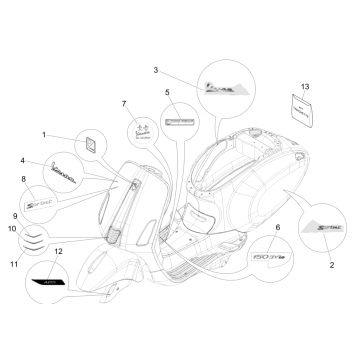 Emblemen - Stickers - Logo Vespa Sprint 150 3V IE ABS Euro 3 2015