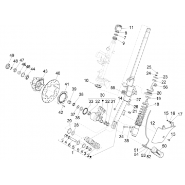 Voorvork - Balhoofdstel Vespa GTS 300 Super HPE 4V IE ABS Euro 5 2020-2022