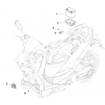 Accu - Claxon - Startrelais Piaggio Typhoon 50 2-takt Euro 4 2018-2020