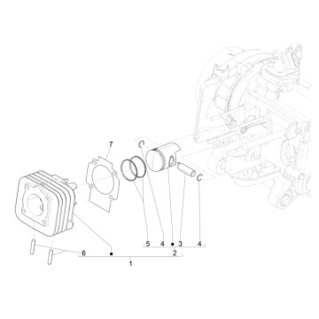 Cilinder - Zuiger Piaggio Typhoon 50 2-takt Euro 4 2018-2020