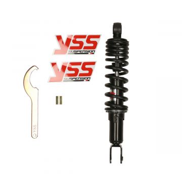 Schokbreker achter -YSS Pro-X/300 mm/met TÜV/ABE  SR50 1994-2001/Sonic/Rally/Scarabeo 50 1993-2006/Cobra/Top Boy/Dink/Sniper/Super 9/ZX/Heroism/SV50 -125/Rex/Why/Flipper/V-clic zwarte veer