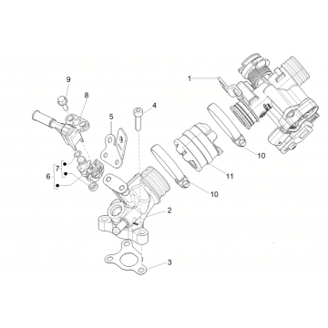 Gasklephuis- Inlaatspruitstuk - Injector  Vespa Sprint 50 4-takt IGET 3V Euro 5