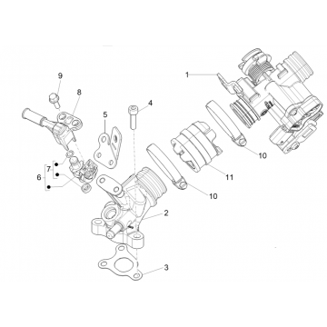 Gasklephuis - Injector - Inlaatspruitstuk Piaggio Liberty 50 4-takt AC