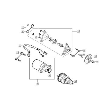 Startmotor - Oliepomp - Bendix Kymco People S 50 4-takt Donker grijs