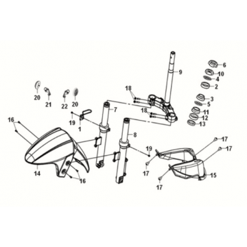 Steering stem/ front cushion Sym E-XPRO 45 KM/U 2020-2021 Black (BK-001C)
