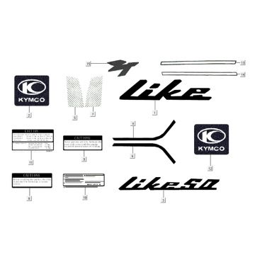 Emblemen - Stickers - Logo Kymco Like TT 4-takt zwart glans 2015