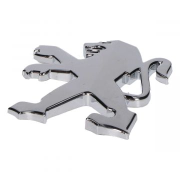 Sticker/logo/embleem dik Peugeot leeuw chroom (4,4cm hoogte-4,1cm breedte) MKX