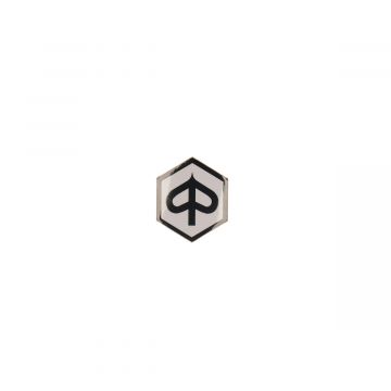Sticker (Piaggio logo) 3D dik voorscherm/front Piaggio Zip 2000→50cc 2/4-takt/Fly grijs/zwart