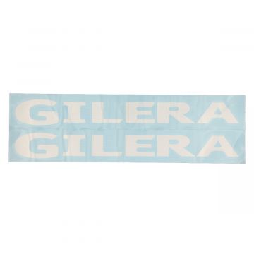 Sticker woord (Gilera) 2-delig zwart-wit (41mm lengte-32,1mm hoogte)