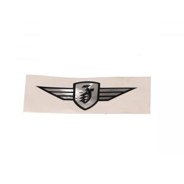 Sticker (Zundapp logo vleugel) chroom/zwart 8cm