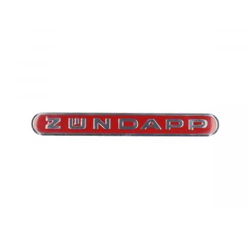 Sticker Zundapp woord [zundapp] langwerpig aluminium rood