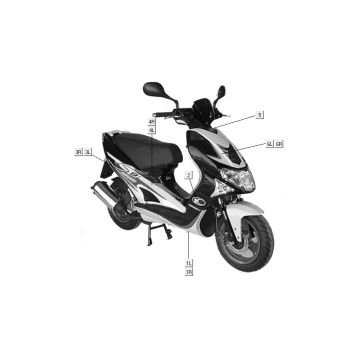 Emblemen - Stickers - Logo Kymco Super9 50 2-takt AC oud model matzwart zilver