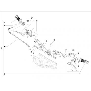 Stuur - Remcilinder- Gaskabel - Handvatten Vespa Sprint 50 4-takt IGET 3V Euro 5