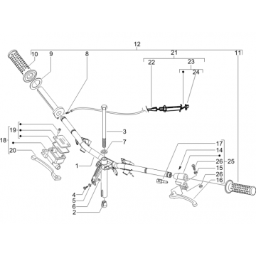 Stuur - Remcilinder- Gaskabel - Handvatten Piaggio Zip 50 SP 2-takt LC 2006-2013