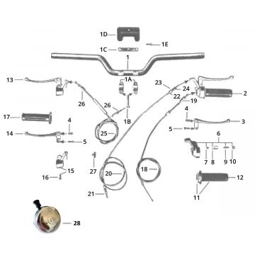 Stuur - Remhendel - Handvatten - Kabels Zundapp GTS 50 517-39L0