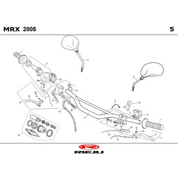 Stuur - Onderdelen stuur - Spiegels Rieju MRX P-up blauw 2008 2-takt