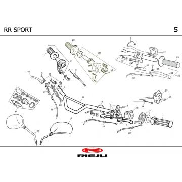 Stuur - Onderdelen stuur - Spiegels Rieju RR Sport zwart 2004 2-takt