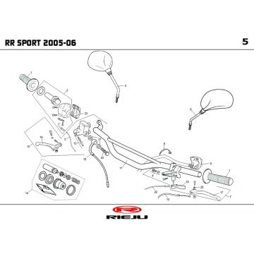 Stuur - Onderdelen stuur - Spiegels Rieju RR Sport zwart 2005 2-takt