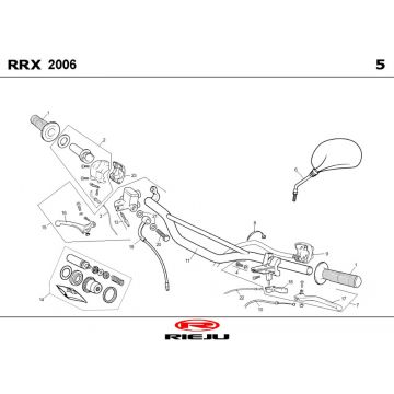 Stuur - Onderdelen stuur - Spiegels Rieju RRX zwart 2009 2-takt
