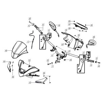 Stuur - Stuurkappen - Spiegels - Handvatten - Kabels Kymco Agility 16+ 200i Mat Metallic Silver