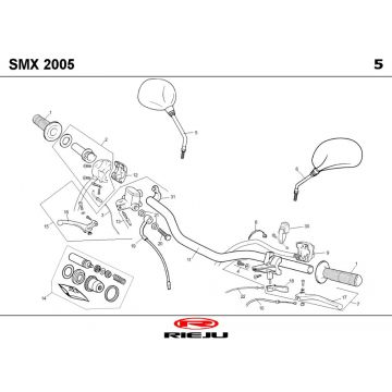Stuur - Onderdelen stuur Rieju SMX p-up zwart 2008 2-takt