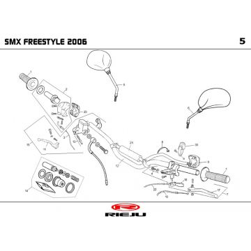 Stuur - Onderdelen stuur Rieju SMX pro zwart 2004 2-takt