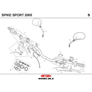 Stuur - Onderdelen stuur Rieju Spike geel 2007 2-takt