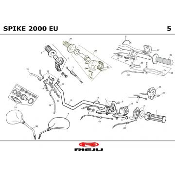 Stuur - Onderdelen stuur Rieju Spike Sport grijs 2002 2-takt