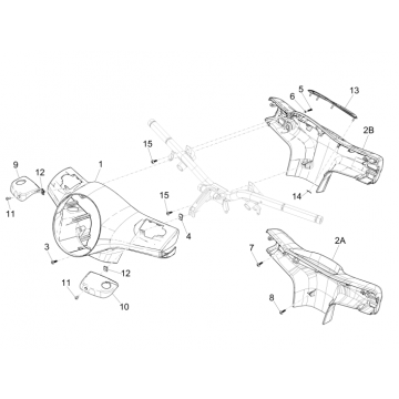 Stuurkappen Vespa GTS 250 ie 2005-2016 (zonder ABS) zwart competition 98/A